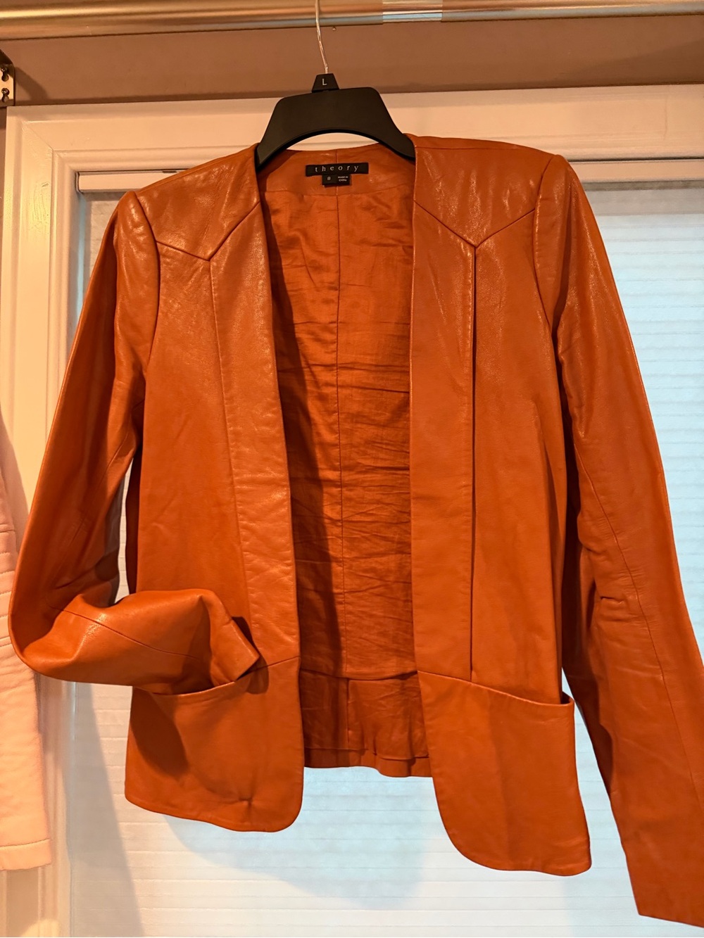 Theory Women's Burnt Orange Leather Open Blazer